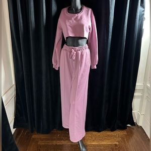 For Love and Lemons Pink Cropped Sweater Set